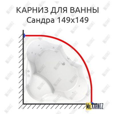 Карниз для ванны Radomir Сандра 149х149 Усиленный 20 мм MrKARNIZ