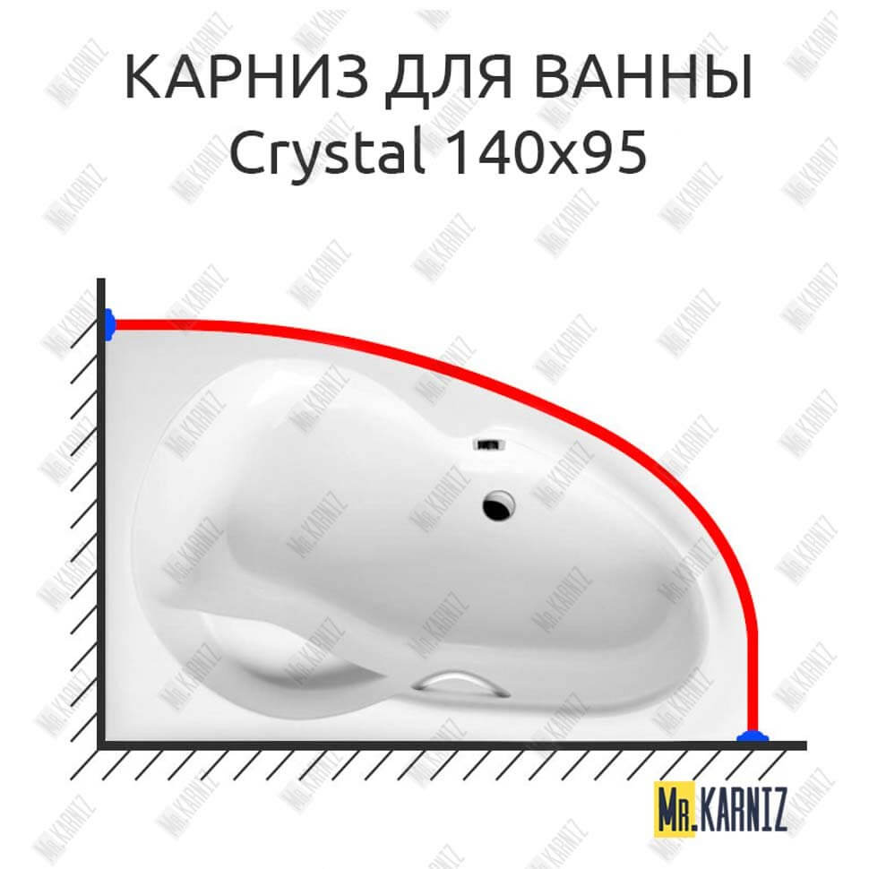 Карниз для ванны Excellent Crystal 140х95 Усиленный 25 мм MrKARNIZ Карниз для ванны Excellent Crystal 140х95 Усиленный 25 мм MrKARNIZ