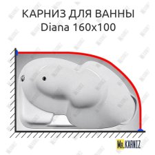 Карниз для ванны 1 MarKa Diana 160х100 Усиленный 20 мм MrKARNIZ