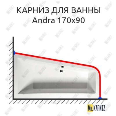 Карниз для ванны Alpen Andra 170х90 Усиленный 25 мм MrKARNIZ