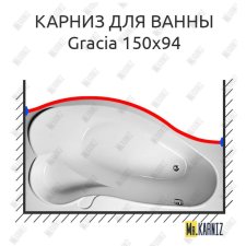 Карниз для ванны 1 MarKa Gracia Передний борт 150х94 Усиленный 20 мм MrKARNIZ