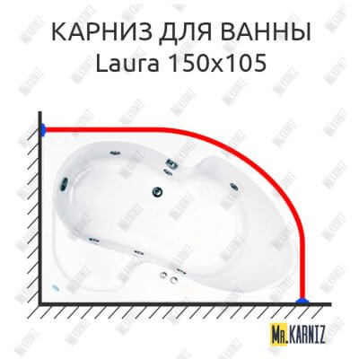Карниз для ванны Akrilan Laura 150х105 Усиленный 25 мм MrKARNIZ