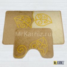 Комплект ковриков для ванной и туалета Листья бежевый