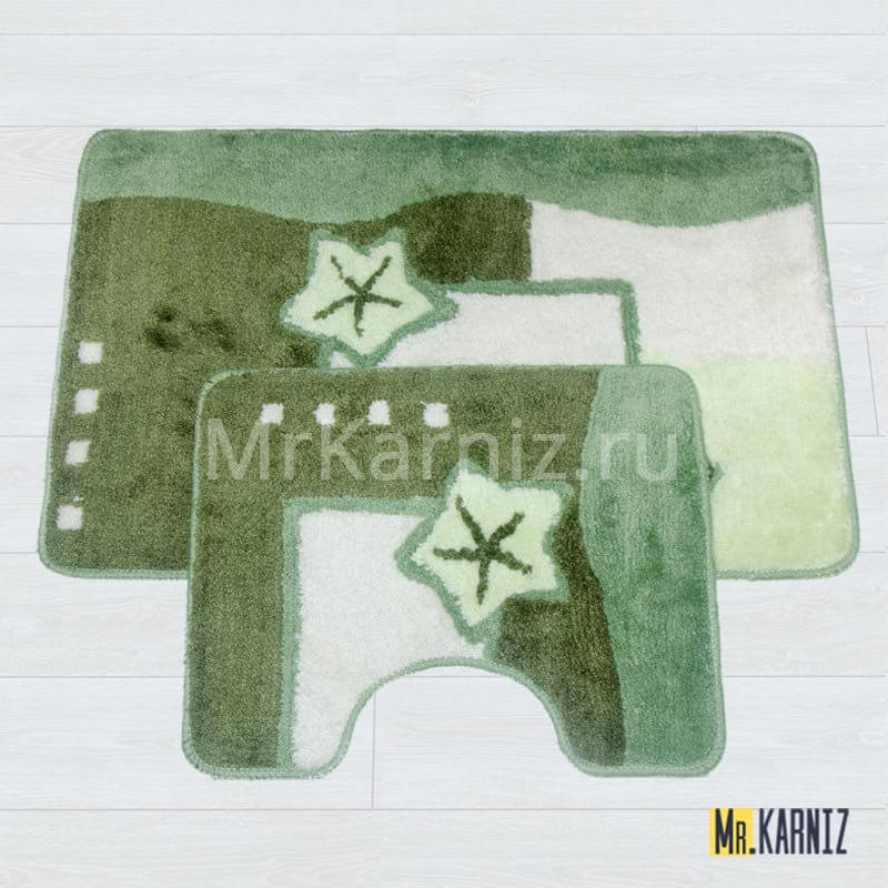 Комплект ковриков для ванной и туалета Морской зеленый Комплект ковриков для ванной и туалета Морской зеленый