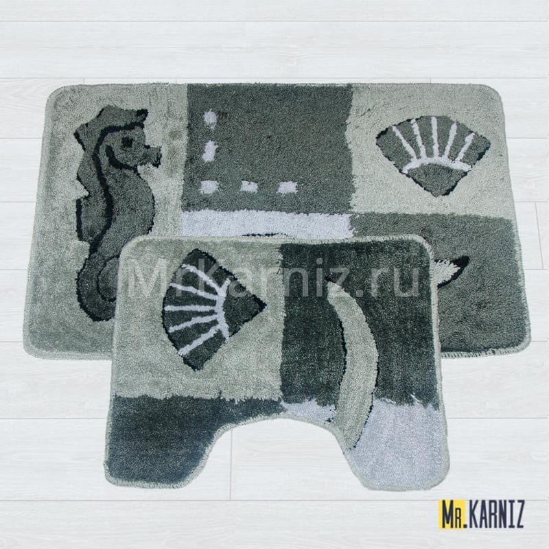Комплект ковриков для ванной и туалета Морской серый