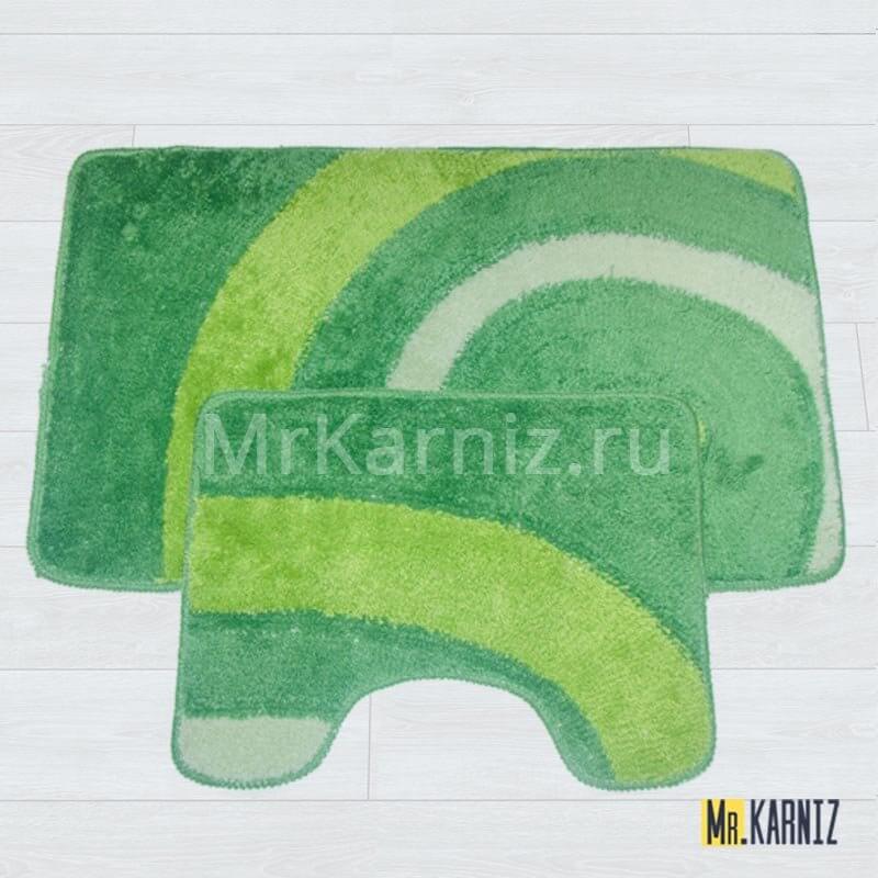 Комплект ковриков для ванной и туалета Орбита зеленый Комплект ковриков для ванной и туалета Орбита зеленый