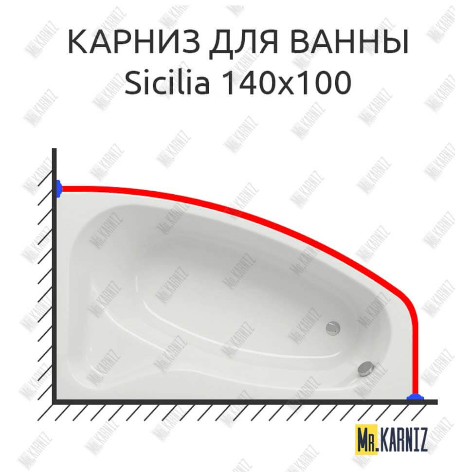 Карниз для ванны Cersanit Sicilia 140х100 Усиленный 25 мм MrKARNIZ