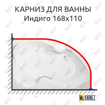 Карниз для ванны BellSan Индиго 168х110 Усиленный 25 мм MrKARNIZ