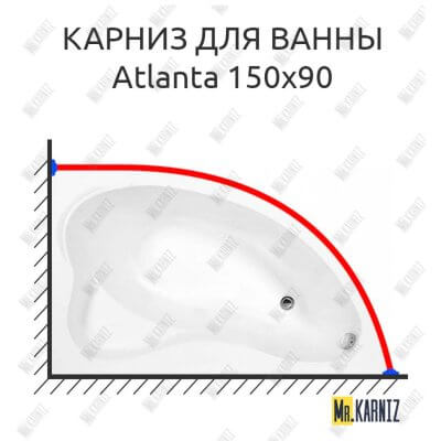 Карниз для ванны Aquanet Atlanta 150х90 Усиленный 25 мм MrKARNIZ