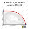Карниз для ванны Aquanet Atlanta 150х90 Усиленный 25 мм MrKARNIZ фото 1