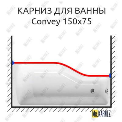 Карниз для ванны 1 MarKa Convey Передний борт 150х75 Усиленный 25 мм MrKARNIZ