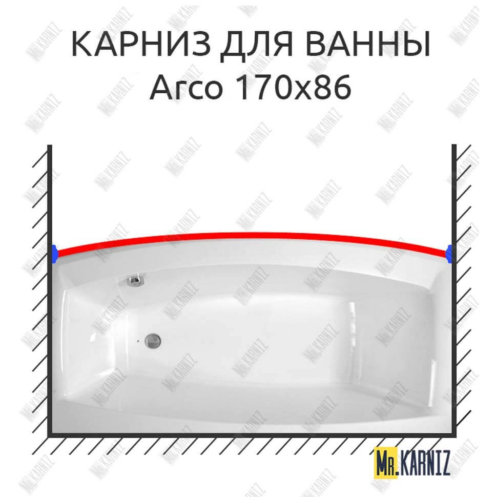 Карниз для ванны Balteco Arco Передний борт 170х86 Усиленный 25 мм MrKARNIZ Карниз для ванны Balteco Arco Передний борт 170х86 Усиленный 25 мм MrKARNIZ