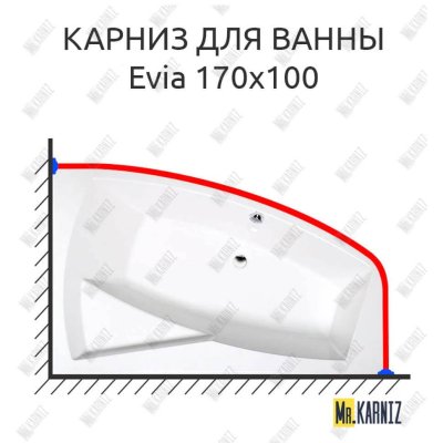 Карниз для ванны Alpen Evia 170х100 Усиленный 20 мм MrKARNIZ