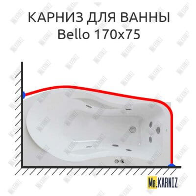 Карниз для ванны Polla Bello 170х75 Усиленный 25 мм MrKARNIZ