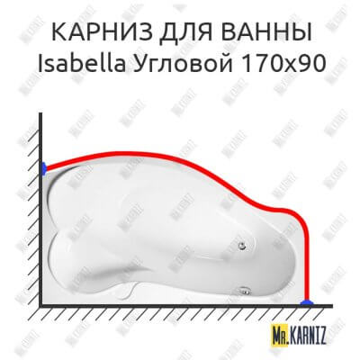 Карниз для ванны Relisan Isabella Угловой 170х90 Усиленный 25 мм MrKARNIZ